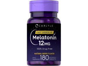 Carlyle Melatonina 12 mg de disolución rápida 180 comprimidos | Libre de drogas | Sabor natural a bayas | Vegetariano, sin OGM, sin gluten