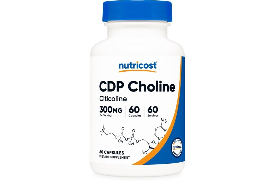 Nutricost CDP Colina (Citicolina) 300 mg, 60 cápsulas vegetarianas - Sin OGM, Apto para vegetarianos, Sin gluten...