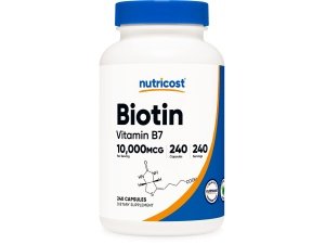Nutricost Biotina (Vitamina B7) 10.000 mcg (10 mg) Suplemento vitamínico, 240 cápsulas - Vegetariano, Sin gluten, Liberación rápida, Sin OGM