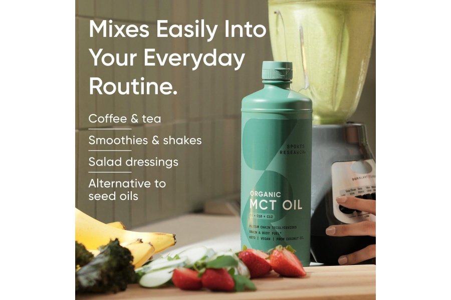 Sports Research Keto MCT Aceite de cocos orgánicos - Combustible de ácidos grasos para el cuerpo + cerebro Triple ingrediente C8, C10, C12 MCT Perfecto en café, té y más Vegano sin OGM sin sabor (32 oz) - Image 5