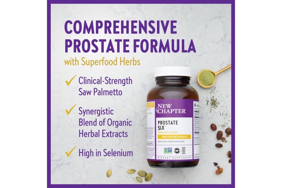 Suplemento de próstata New Chapter - Prostate 5LX™ con palma enana americana de fuerza clínica + selenio fermentado para la salud de la próstata - Cápsula vegetariana de 180 ct - Image 4