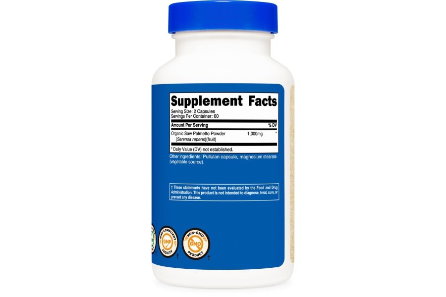 Nutricost Saw Palmetto 1000 mg, 120 cápsulas - Certificado CCOF hecho con Saw Palmetto orgánico, apto para vegetarianos, 60 porciones, 500 mg por cápsula, sin gluten - Image 5