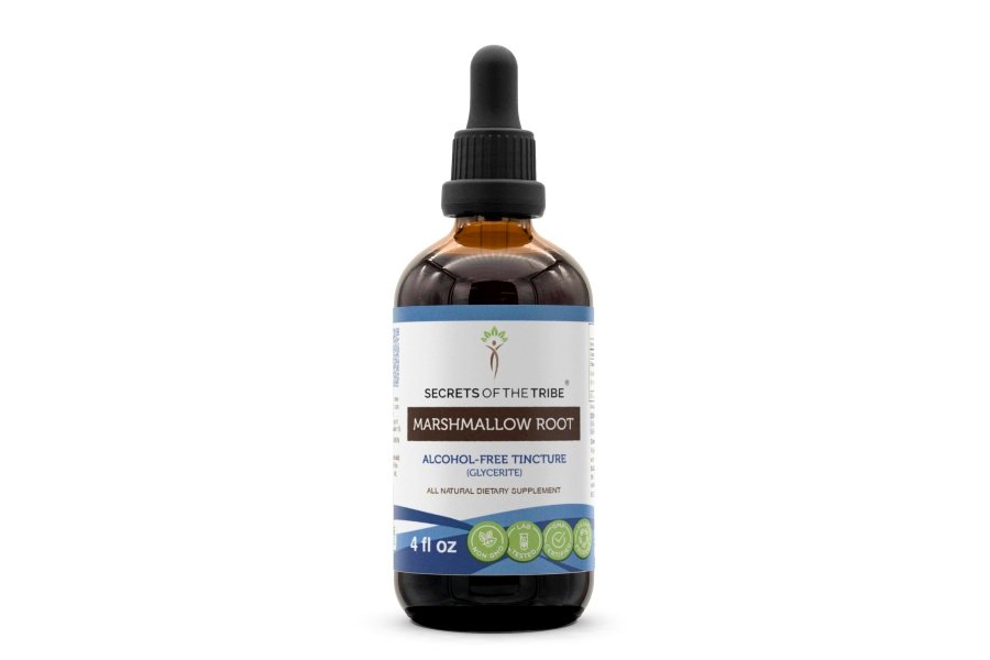 Tintura de raíz de malvavisco Extracto sin alcohol, gotas de hierbas de alta potencia, tintura hecha de malvavisco Althaea Officinalis promueve la digestión saludable y la salud del sistema respiratorio 4 oz