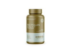 Suplemento dietético diario de polen de abeja premium de HMS Nutrition - Incluye propóleo y jalea real - 3250 mg sin OGM, 120 cápsulas vegetarianas - Suministro para 30 días