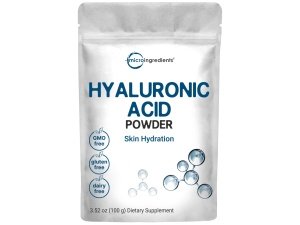 Suero en polvo de ácido hialurónico, 100 gramos | Alto peso molecular, grado cosmético | Suplementos de hidratación y apoyo a la humedad de la piel | Vegano, soluble en agua (en 2 horas)
