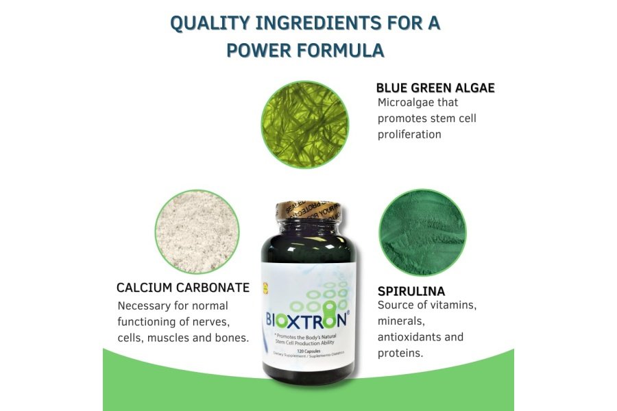 Bioxtron Natural AFA Suplemento de células madre - Apoyo a las articulaciones y dolor muscular - Apoyo al sistema inmunológico - Espirulina de alga verde azul natural - 120 cápsulas - Image 4