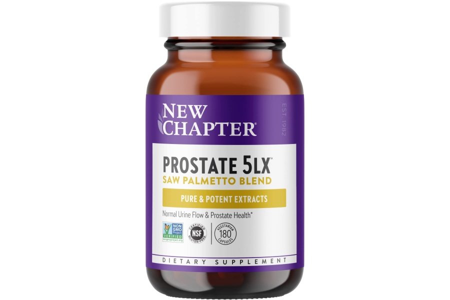 Suplemento de próstata New Chapter - Prostate 5LX™ con palma enana americana de fuerza clínica + selenio fermentado para la salud de la próstata - Cápsula vegetariana de 180 ct