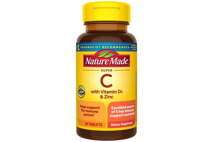 Nature Made Super C con vitamina D3 y zinc, suplemento dietético para apoyo inmunológico, 60 tabletas, suministro para 60 días