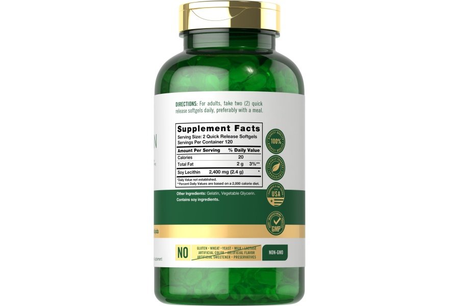 Lecitina Carlyle 2400 mg | 240 cápsulas de gelatina blanda | Suplemento de fosfolípidos | Sin OGM, sin gluten - Image 2