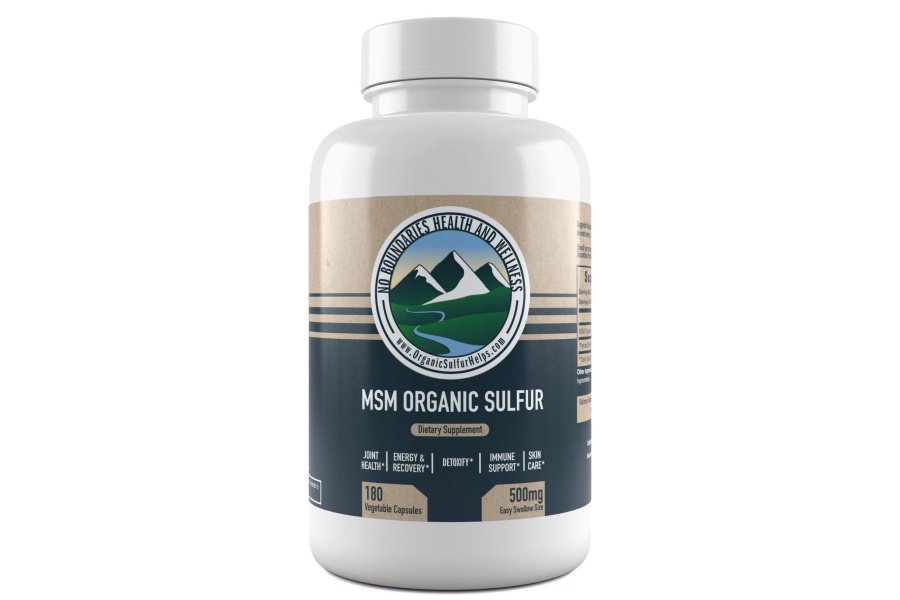 Cápsulas de azufre orgánico de 500 mg de MSM de No Boundaries Health and Wellness – 180 cápsulas vegetales: sin excipientes ni rellenos – Suplemento de salud premium: 99,9% puro de MSM en polvo – Articulaciones, piel, cabello, uñas