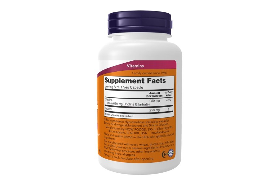 NOW Foods Suplementos, colina e inositol 500 mg, transmisión nerviosa saludable*, salud del sistema nervioso*, 100 cápsulas - Image 2