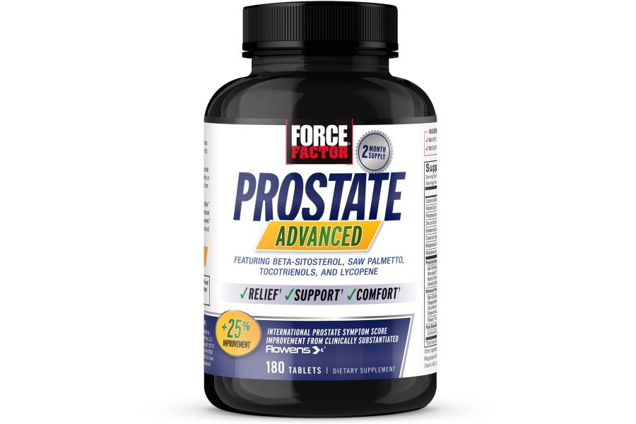 FORCE FACTOR Prostate Advanced, Suplemento de salud para hombres para reducir los viajes nocturnos al baño, alivio de la vejiga y la orina, con Saw Palmetto, Beta-Sitosterol, 180 tabletas (paquete de 1)