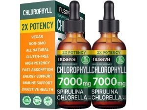 (paquete de 2) gotas líquidas de clorofila vegana 7000 mg para apoyo inmunológico, energía, salud intestinal y de la piel, gotas de clorofila líquida 4 en 1 - 100 mg, espirulina, clorella y cobre - desodorante interno, 4 onzas líquidas