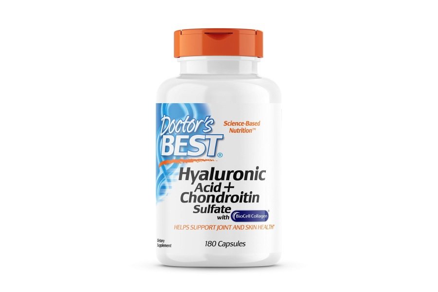 Doctor's Best Ácido hialurónico con sulfato de condroitina, con colágeno BioCell, sin OGM, sin gluten, sin soja, soporte para las articulaciones, 180 unidades (paquete de 1)