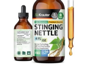 BIO KRAUTER Tintura de ortiga - Extracto líquido de raíz de ortiga - Suplemento de apoyo a la salud urinaria - Extracto natural de Urtica Dioica - Gotas para la salud de los hombres veganas, sin azúcar ni alcohol 4 onzas líquidas.