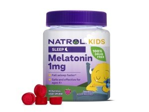 Natrol Kids Melatonina 1 mg, Suplemento para un sueño reparador, Gomitas para dormir para niños, 90 Gomitas de melatonina con sabor a frambuesa, Suministro para 90 días