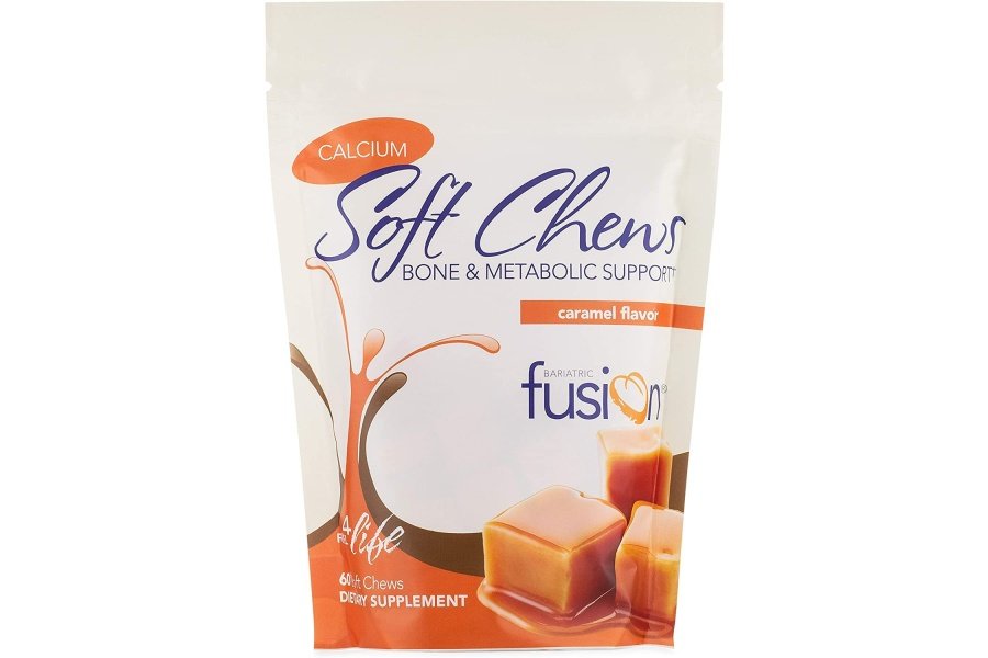 Masticables de calcio bariátrico Bariatric Fusion | caramelo | Citrato de calcio con vitamina D3 y vitamina bariátrica masticable energética | Citrato de calcio masticable sin azúcar | Citrato de calcio 500 mg | 60 unidades
