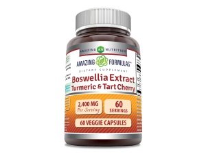 Amazing Formulas Suplemento de cúrcuma y cereza ácida con extracto de boswellia | 2400 mg por porción | 60 cápsulas vegetales | Sin OGM | Sin gluten | Hecho en EE.UU.