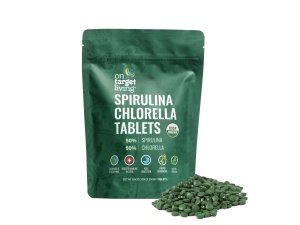 On Target Living Espirulina Clorella orgánica | USDA Orgánico | 1000 tabletas - 250 G (8,8 oz) | Vegano | Estimulación del sistema inmunológico | Alcalinizante | Denso en nutrientes | Desintoxicante | Denso en proteínas |