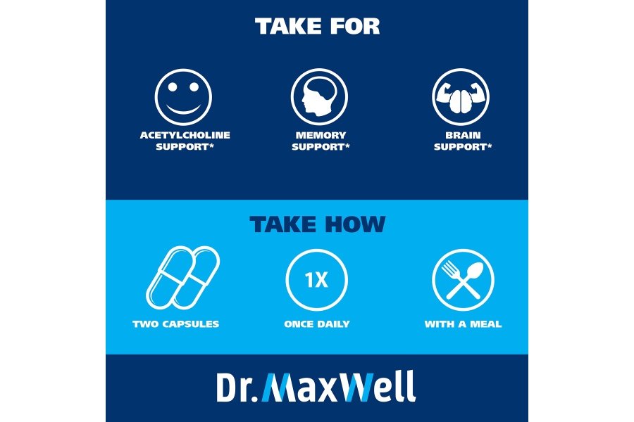 Dr. Maxwell Acetilcolina, Alfa GPC Colina 600 mg + Bacopa, mejor que cada uno por separado. Suplemento de acetilcolina más confiable (apoya la memoria y el aprendizaje), 60 cápsulas - Image 5