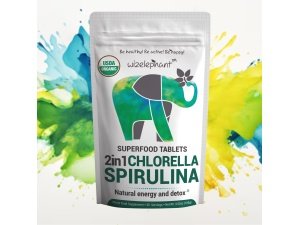 Tabletas orgánicas de espirulina clorella - 400 unidades - Suplemento de algas superalimento 2 en 1 para apoyo inmunológico natural, desintoxicación y aumento de energía. Pared celular rota. Clorofila orgánica. espirulina