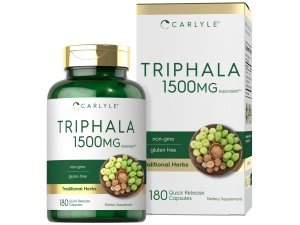Carlyle Triphala Cápsulas | 1500 mg | Suplemento de 180 unidades | Sin OGM y sin gluten