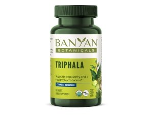 Tabletas Triphala de Banyan Botanicals - Suplemento orgánico de Triphala con Amla, Haritaki y Bibhitaki - Para digestión, eliminación y microbioma intestinal saludable* - 90 tabletas - Vegano de origen sostenible sin OGM