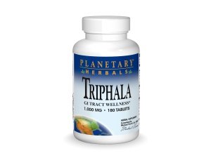 Planetary Herbals Triphala Limpiador interno 1000 mg para el bienestar del tracto gastrointestinal - 180 tabletas