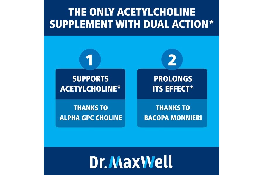 Dr. Maxwell Acetilcolina, Alfa GPC Colina 600 mg + Bacopa, mejor que cada uno por separado. Suplemento de acetilcolina más confiable (apoya la memoria y el aprendizaje), 60 cápsulas - Image 4