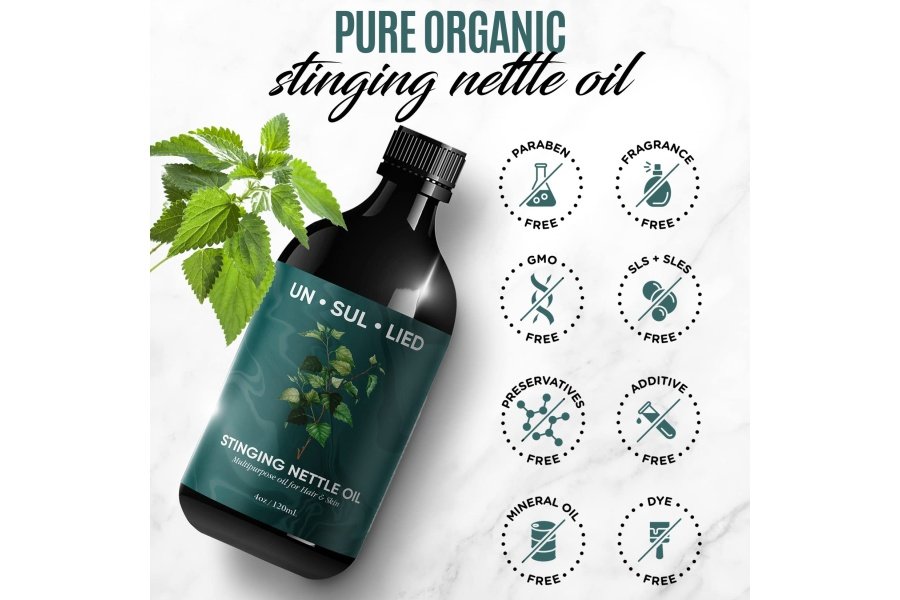 Aceite multiusos de ortiga para el crecimiento del cabello y la piel, calmante, suavizante, hidratante para hombres y mujeres, todo natural, 4 oz - Image 5