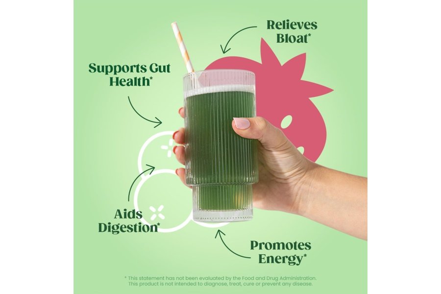 Bloom Nutrition Superfood Greens Powder, enzimas digestivas con probióticos y prebióticos, salud intestinal, alivio de la hinchazón para mujeres, clorella, mezcla de jugo verde con polvo de raíz de remolacha, 60 SVG, baya - Image 3