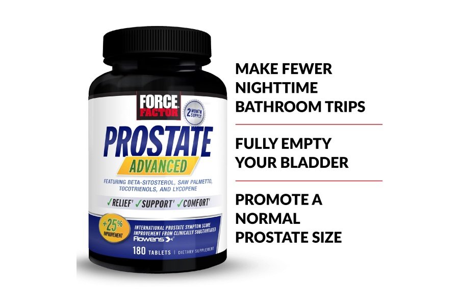 FORCE FACTOR Prostate Advanced, Suplemento de salud para hombres para reducir los viajes nocturnos al baño, alivio de la vejiga y la orina, con Saw Palmetto, Beta-Sitosterol, 180 tabletas (paquete de 1) - Image 2