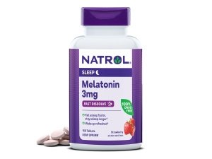 Natrol Melatonina 3 mg, suplemento dietético con sabor a fresa para un sueño reparador, 150 tabletas de disolución rápida, suministro para 150 días
