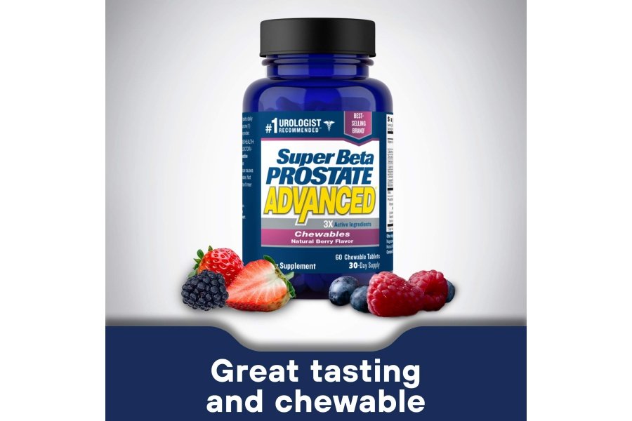 Super Beta Prostate Advanced Chewables - Suplemento de apoyo a la próstata para la salud de los hombres (60 masticables, 1 botella) - Image 2