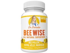 Dr. Danielle's Bee Wise - Suplemento de polen de abeja - Bee Well con jalea real, propóleo y polen de abeja en 4 cápsulas diarias de polen de abeja