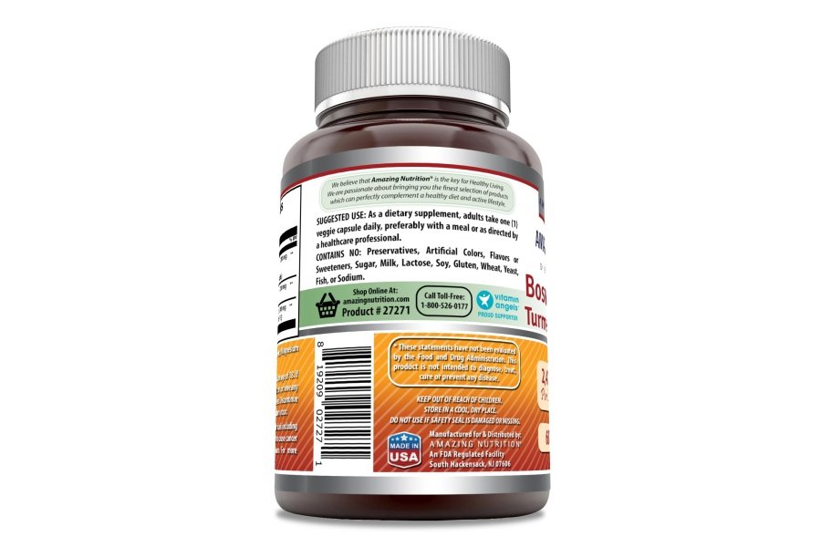 Amazing Formulas Suplemento de cúrcuma y cereza ácida con extracto de boswellia | 2400 mg por porción | 60 cápsulas vegetales | Sin OGM | Sin gluten | Hecho en EE.UU. - Image 3