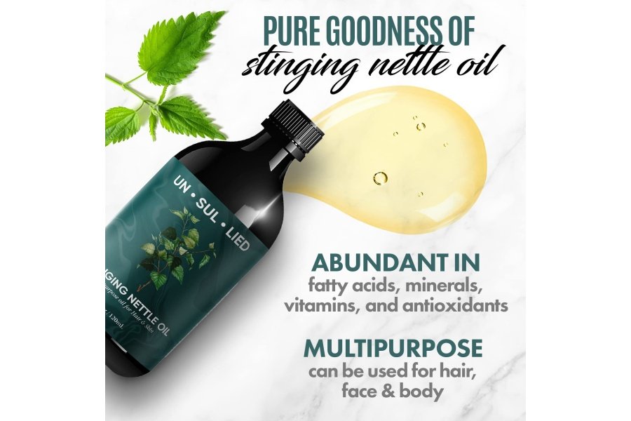 Aceite multiusos de ortiga para el crecimiento del cabello y la piel, calmante, suavizante, hidratante para hombres y mujeres, todo natural, 4 oz - Image 2
