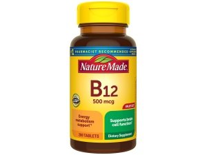 Nature Made Vitamina B12 500 mcg, suplemento dietético para apoyar el metabolismo energético, 200 tabletas, suministro para 200 días