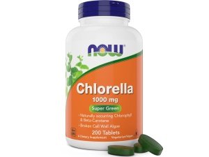 Now Chlorella Tablets, 1000 mg, 200 tabletas - Microalgas premium sin OGM - Suplemento de superalimento verde