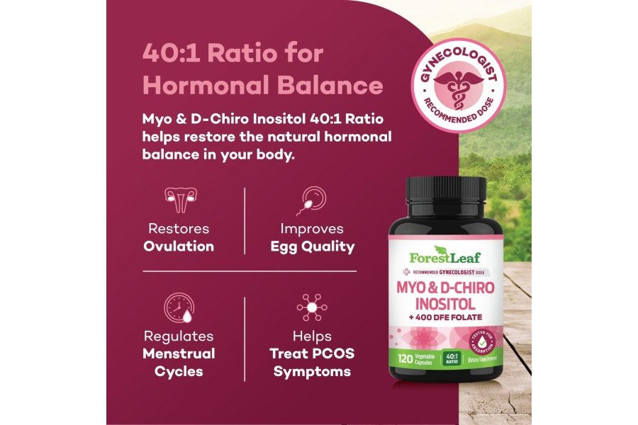 Myo-Inositol y D-Chiro Inositol con suplemento de folato - Proporción 40:1 2000 mg Cápsulas de Myo y D-Chiro Inositol, Suplementos de apoyo a la fertilidad para mujeres, Apoyo ovárico saludable y equilibrio hormonal para mujeres - Image 5