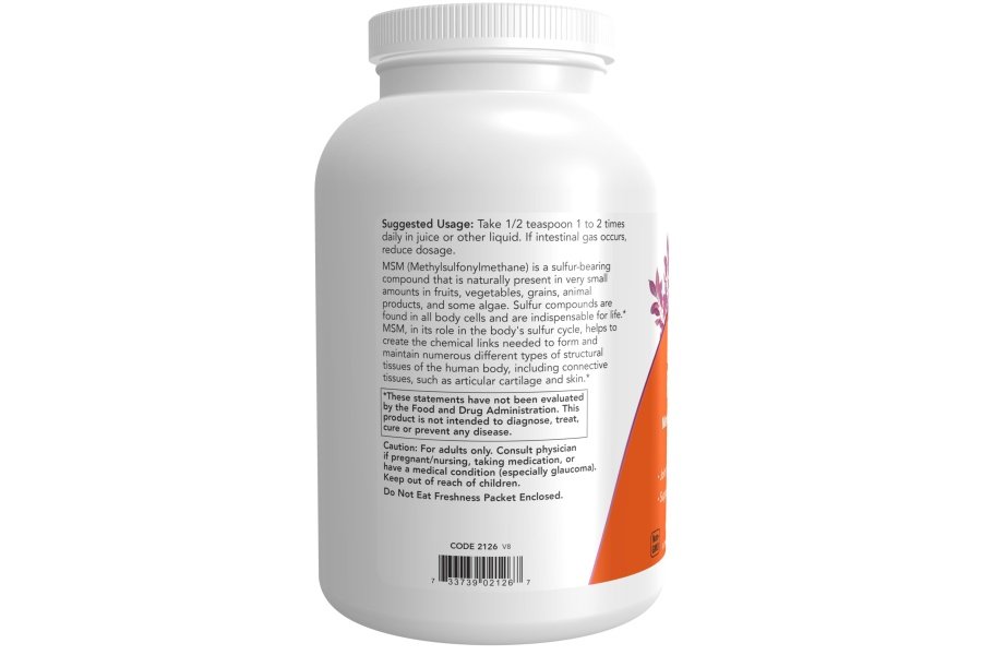 NOW Foods Suplementos, polvo de MSM (metilsulfonilmetano), apoya el cartílago saludable*, la salud de las articulaciones*, 1 libra - Image 3