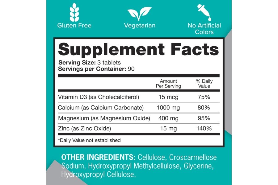 Qunol Calcium 3 en 1 tabletas con calcio, magnesio y zinc para apoyo inmunológico, suplemento de salud ósea, nerviosa y muscular, 270 unidades - Image 2