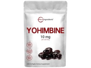 Suplementos de yohimbina de doble potencia para hombres y mujeres, 10 mg por porción, 300 cápsulas blandas, yohimbina HCL con aceite de semilla de girasol virgen para una mejor absorción, apoya la producción de energía, crudo africano
