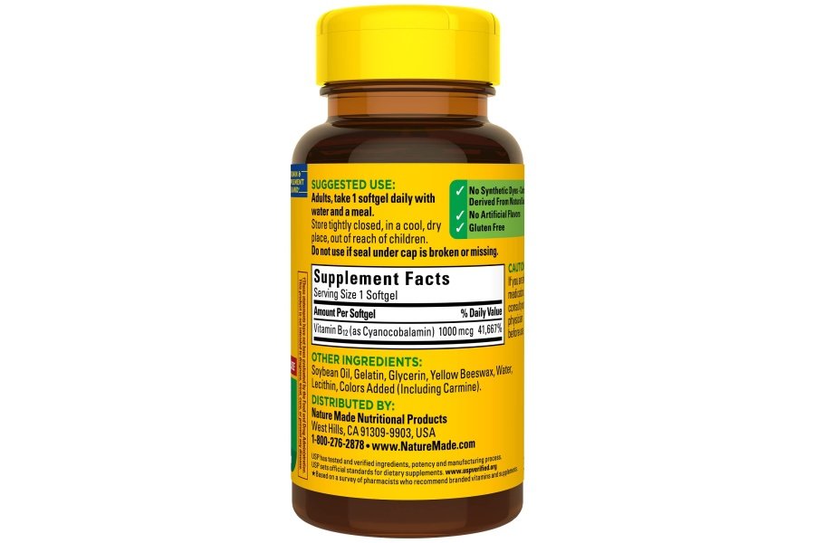 Nature Made Vitamina B12 1000 mcg, suplemento dietético para apoyar el metabolismo energético, 150 cápsulas blandas, suministro para 150 días - Image 8