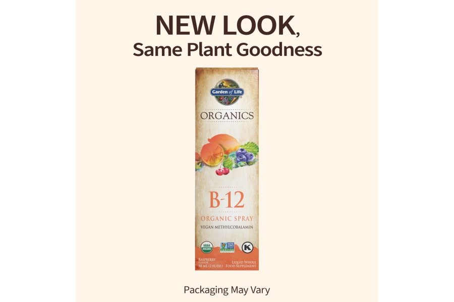 Garden of Life Organics Vitamina B12 - Alimento integral B-12 para metabolismo y energía, frambuesa, líquido de 2 oz - Image 2