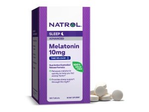Natrol Advanced Sleep Melatonina 10 mg, suplemento dietético para un sueño reparador, tabletas de melatonina de liberación prolongada, 100 tabletas de liberación prolongada, suministro para 100 días