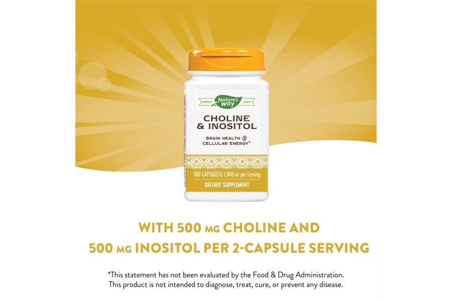 Nature's Way Colina e Inositol - 1000 mg - Apoya la salud cerebral y la energía celular* - Suplemento de bitartrato de colina - Sin gluten - 100 cápsulas - Image 6