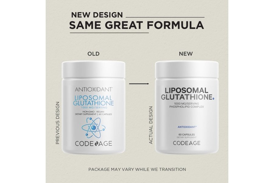 Codeage Glutatión liposomal 1000 mg, complejo de fosfolípidos antioxidantes GlutaONE, suplemento de cápsulas reducidas de L-glutatión, aceite de girasol sin OGM y fosfolípidos esenciales de lecitina, vegano, 60 ct - Image 3