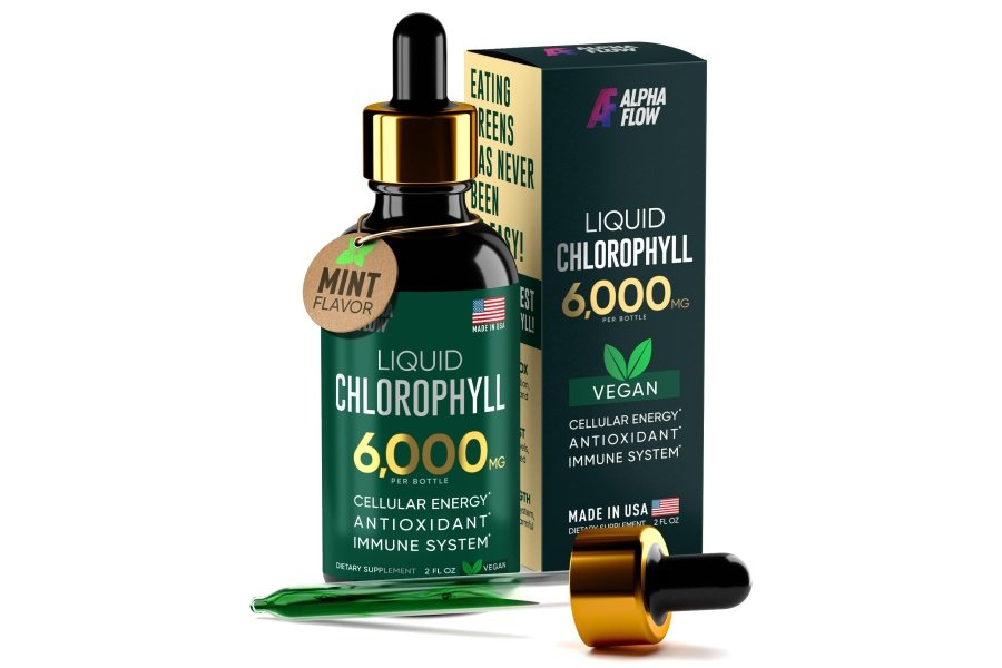 Gotas líquidas de clorofila 6000 mg - Suplemento de clorofila líquida premium - Antioxidante todo en uno para refuerzo inmunológico, aumento de energía, apoyo a la digestión y desintoxicación rápida - Sin OGM, vegano