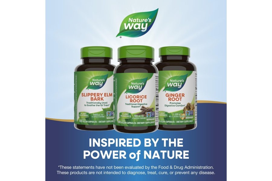 Nature's Way Cápsulas de raíz de regaliz para adultos, suplemento tradicional de apoyo a la salud digestiva*, 900 mg por porción, 100 cápsulas veganas - Image 7